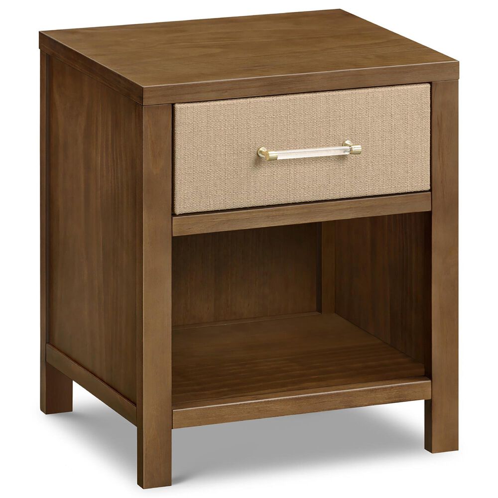DaVinci Eloise Nightstand with Sand Upholstered Drawer in Natural Walnut, , large