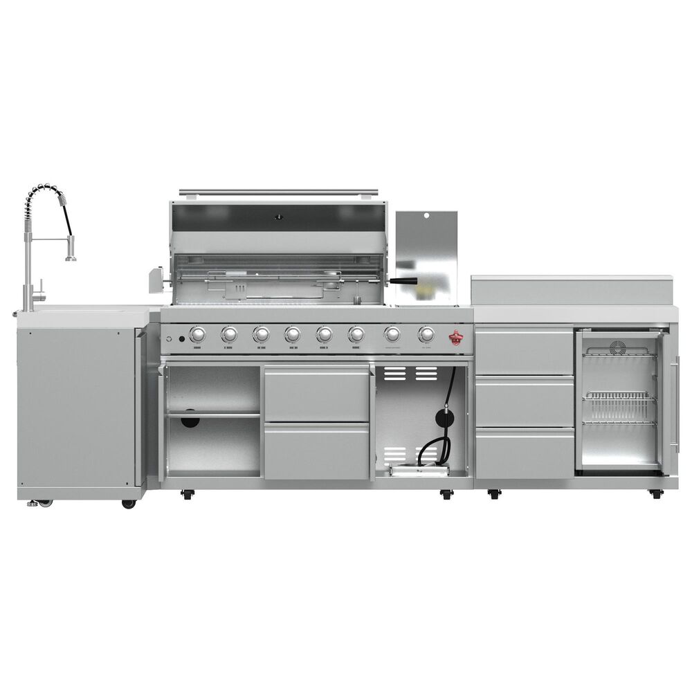 Forno Bulnes 4-Piece Outdoor Kitchen Grill Set with Beverage Center in Stainless Steel and White, , large