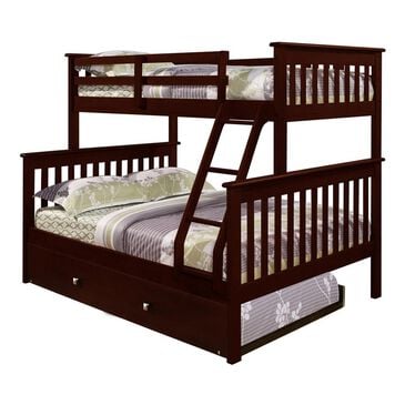 Forest Grove Twin over Full Mission Bunk Bed with Trundle in Dark Cappuccino, , large