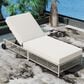 HOMLUX Patio Chaise Lounge with Creamy White Rattan in Beige, , large