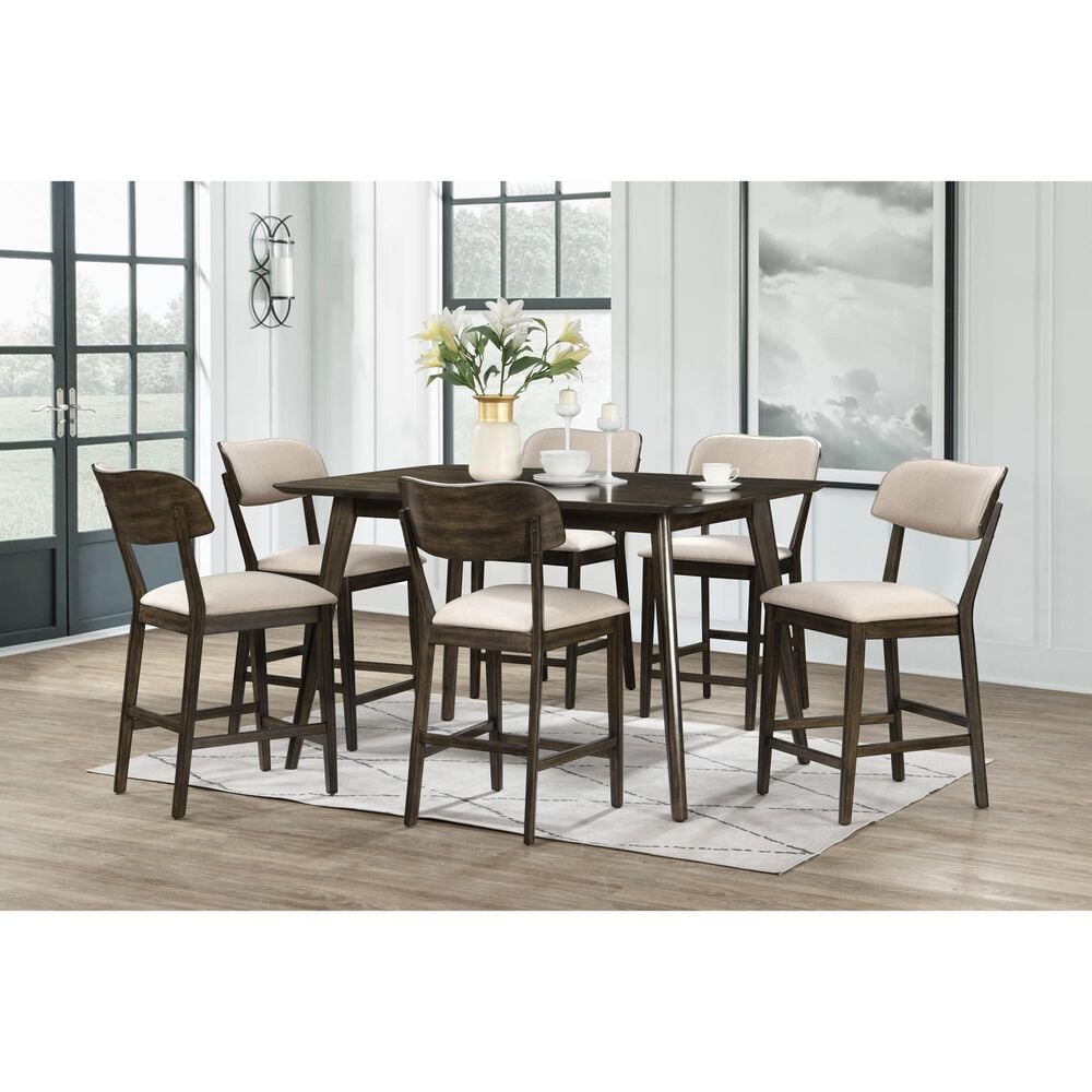 New Heritage Design Rex 5-Piece Counter Height Dining Set in Walnut, , large