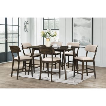New Heritage Design Rex 5-Piece Counter Height Dining Set in Walnut, , large