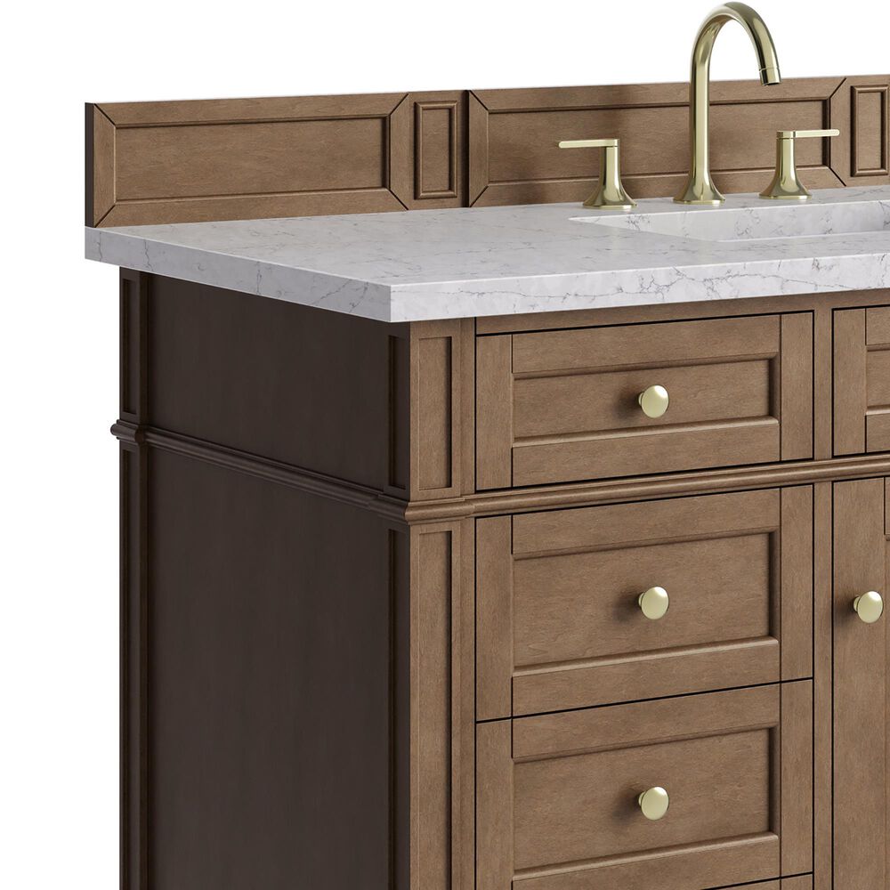 James Martin Brittany 48" Single Bathroom Vanity in Pecan with 3 cm Eternal Jasmine Pearl Silestone Top and Rectangular Sink, , large
