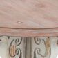 Maple and Jade Pedestal Scroll Accent End Table in Distressed White and Dark Brown, , large