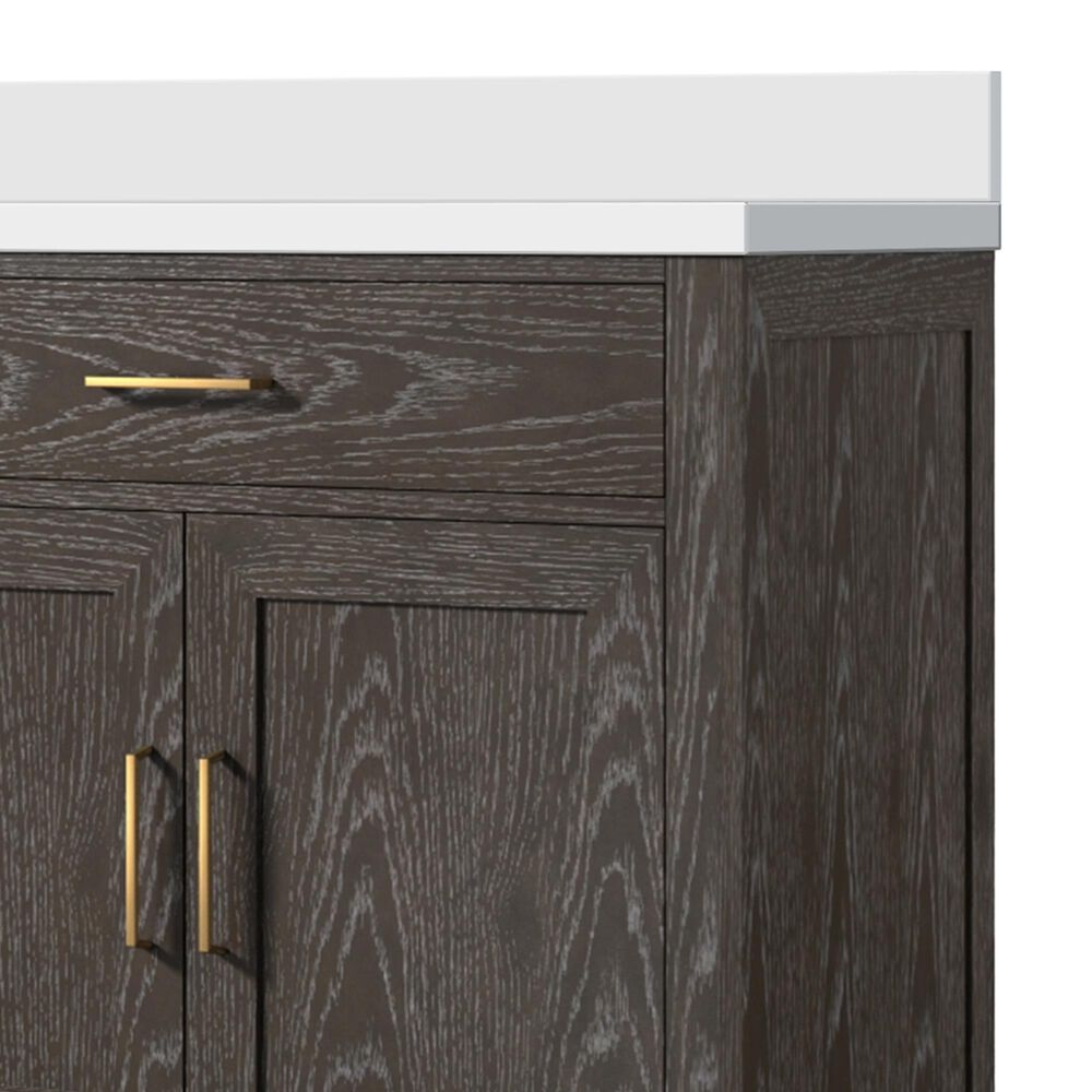 Lexora Home Abbey 36&quot; Single Bathroom Vanity in Brown Oak with 2 cm White Cultured Marble Top and Rectangular Sink, , large