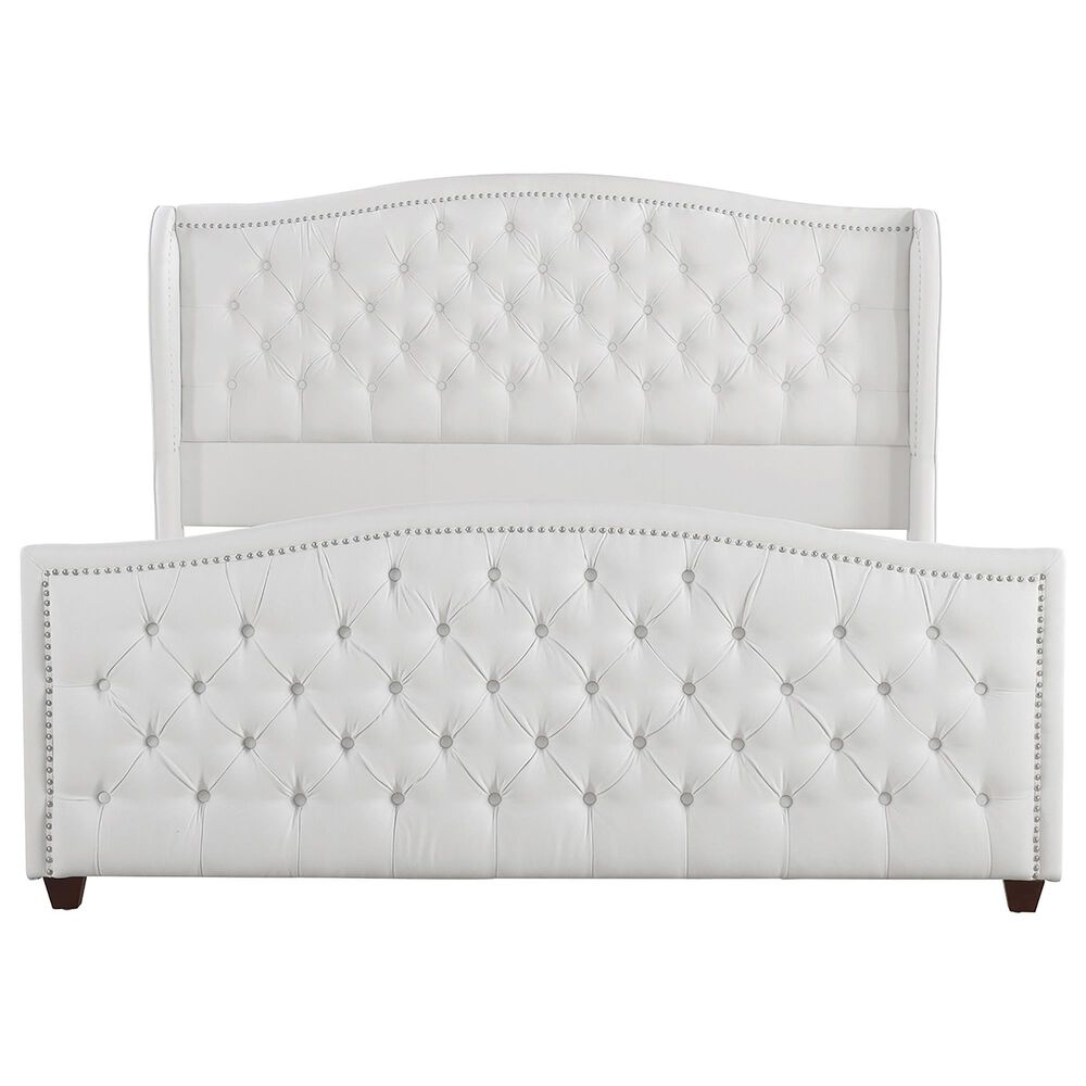 Jennifer Taylor Home Marcella King Upholstered Bed in Bright White NFM