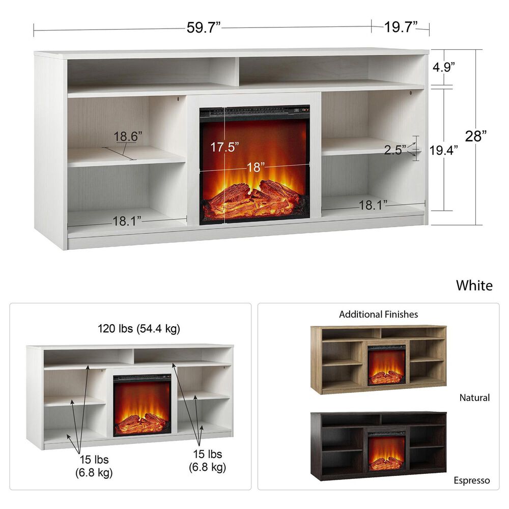 DHP South Haven Fireplace TV Stand in Natural, , large