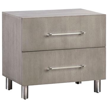 Urban Home Argento 2 Drawer Nightstand in Misty Grey and Stainless Steel, , large