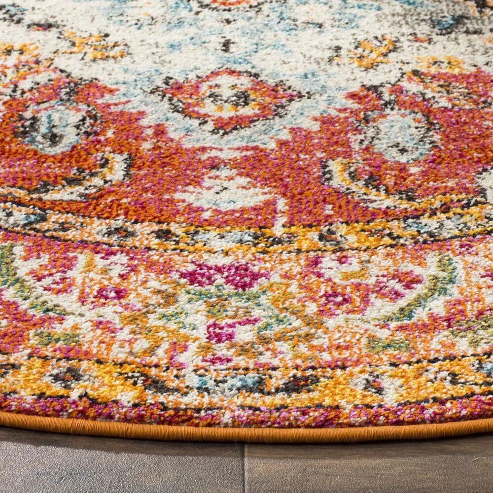 Safavieh Monaco MNC243H-5R 5&#39; Round Orange/Light Blue Area Rug, , large