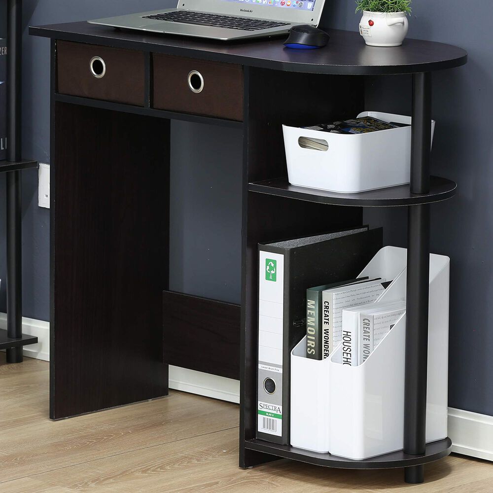 HOMLUX 32" Computer Desk with Two Drawers in Dark Walnut, , large