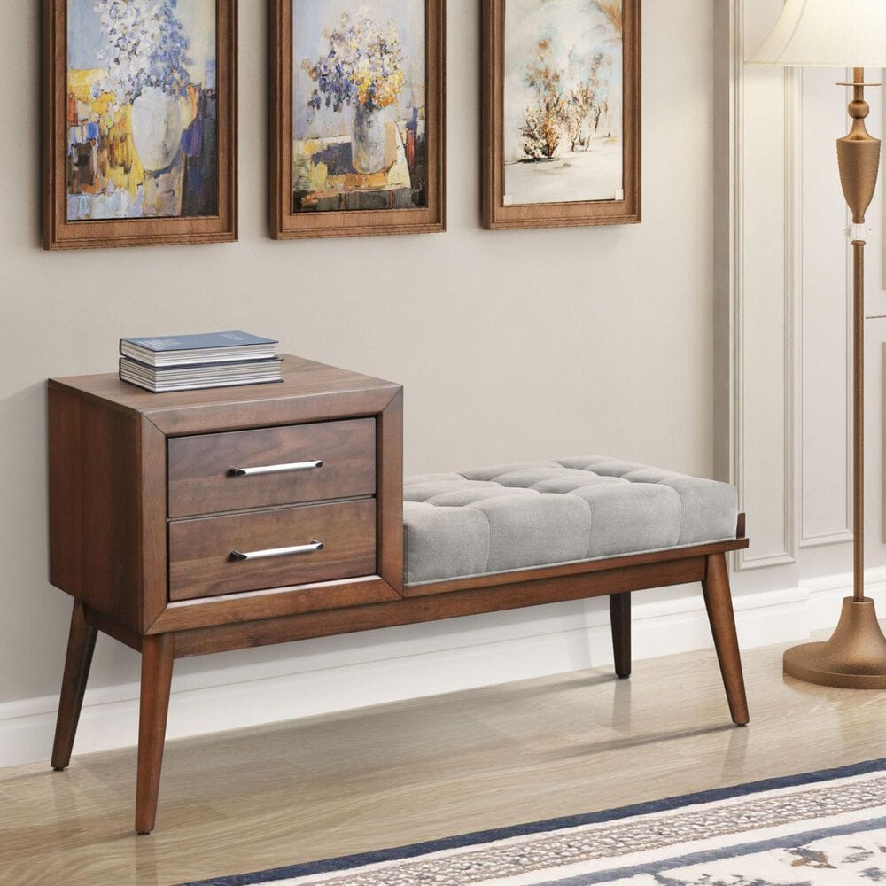 Mayberry Hill Malibu 2-Drawer Bench in Walnut, , large