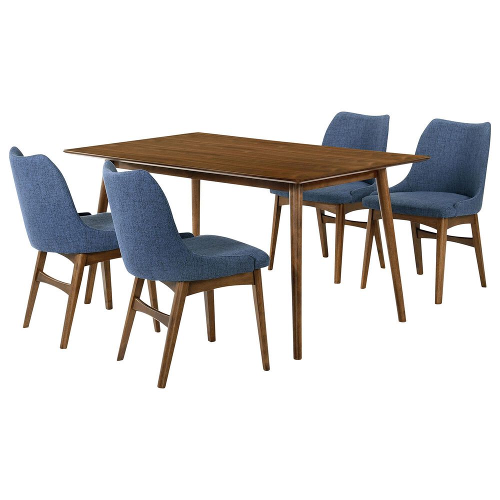 Blue River Westmont and Azalea 5-Piece Dining Set with Blue Cushion in Walnut, , large