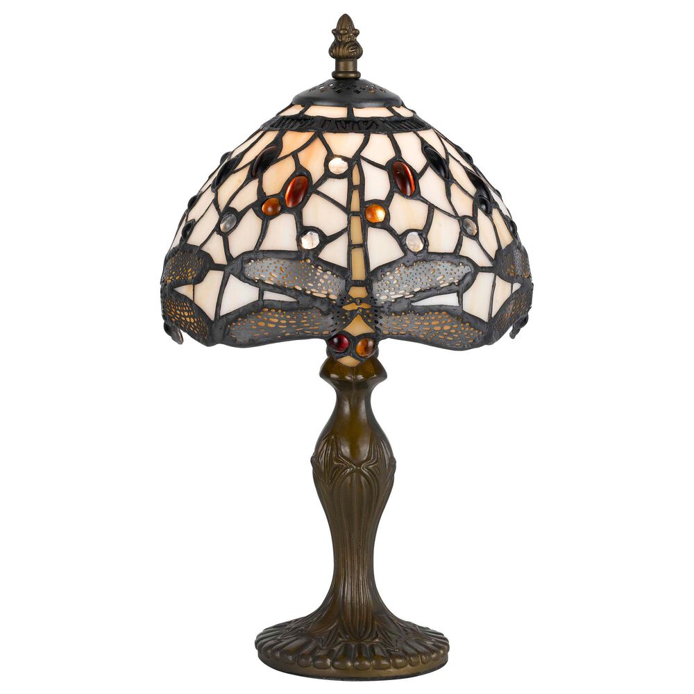 Cal Lighting 7" Tiffany Accent Lamp in Antique Brass, , large