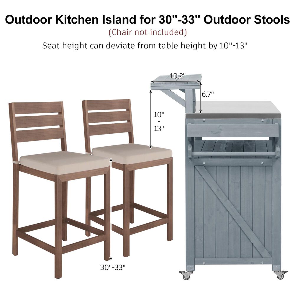 HOMLUX 53" Outdoor Kitchen Island in Grey Blue and Stainless Steel, , large
