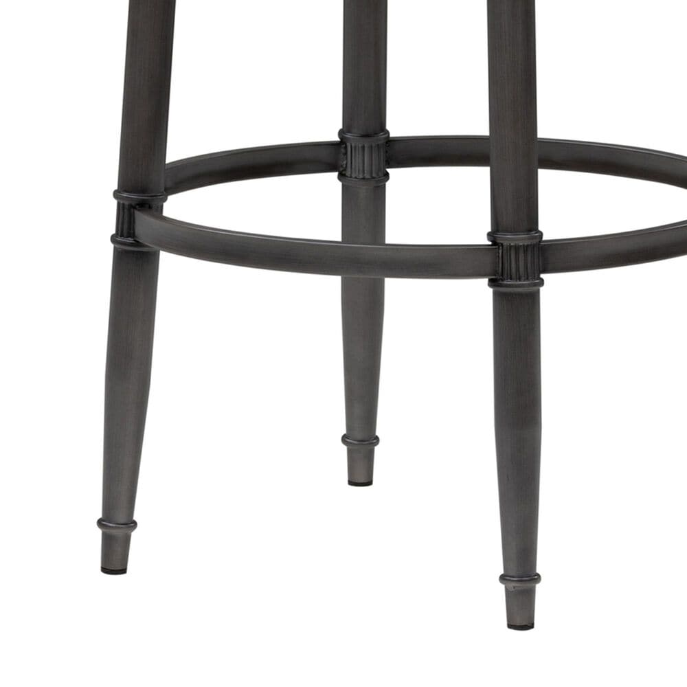 Armen Living Eunice Swivel Bar Height Stool with Ivory Upholstery in Antique Pewter, , large