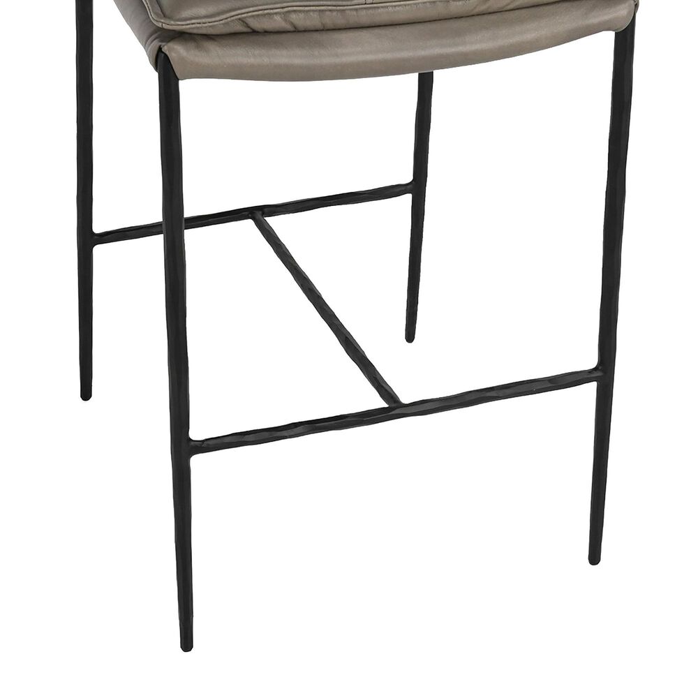 Classic Home Mayer Counter Stool with Pewter Gray Leather in Black, , large