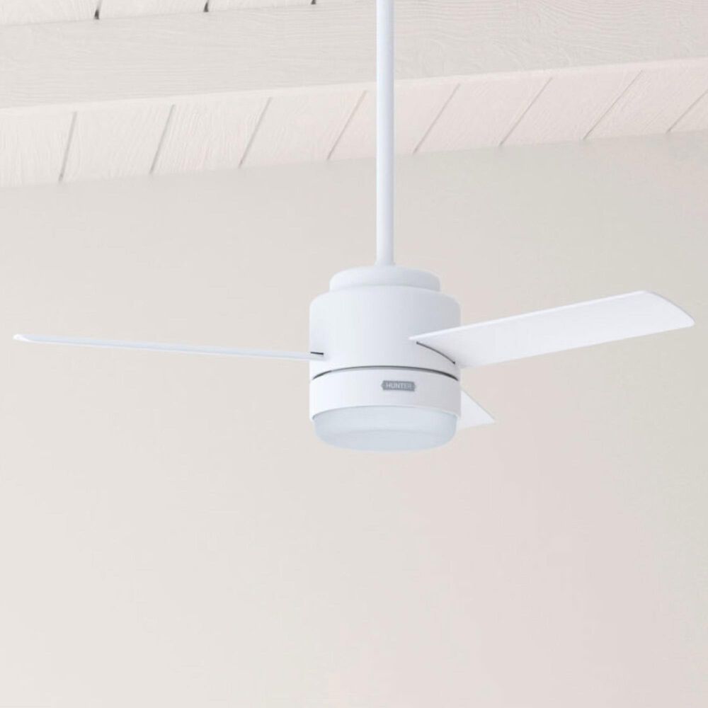 Hunter Gilmour 44&quot; Outdoor Ceiling Fan with LED Lights in Matte White, , large
