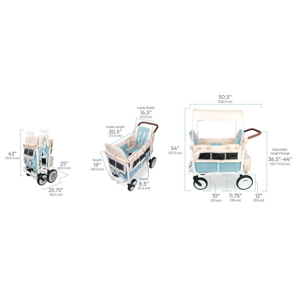 Wonderfold Volkswagen 2-Seater Stroller Wagon in Bondi Blue, , large