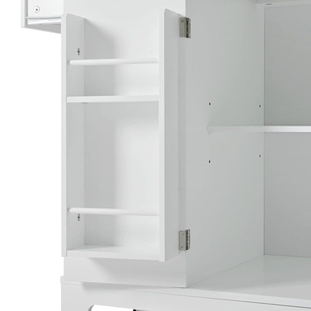 HOMLUX 47" Fluted Kitchen Island with Trash Can Storage Cabinet in White and Natural, , large