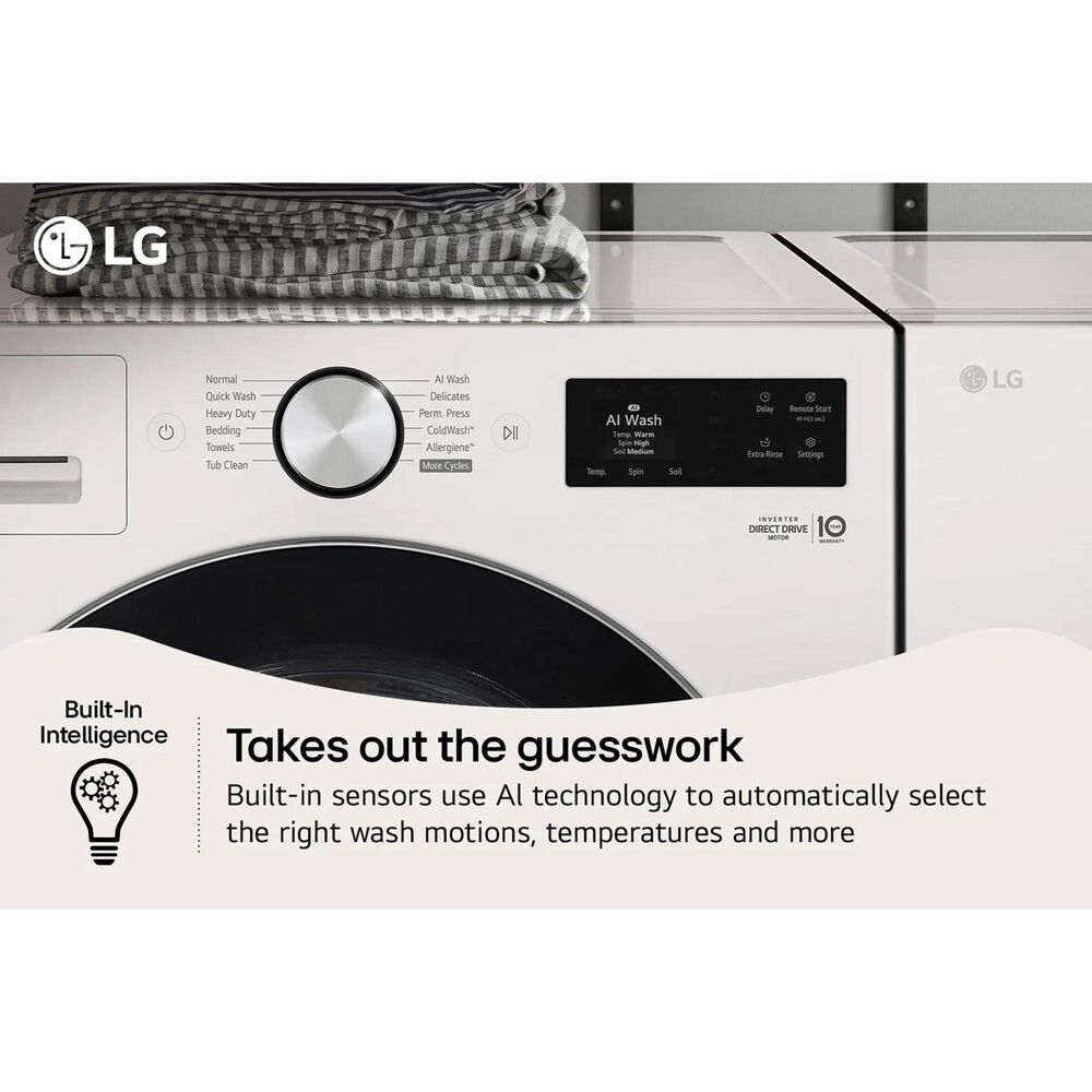 LG 5 Cu. Ft Mega Capacity Smart Front Load Washer in Alpine White, , large