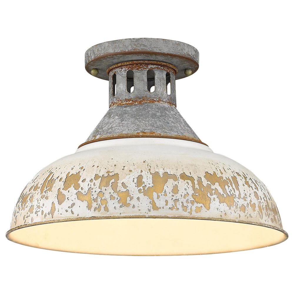 Golden Lighting Kinsley Semi-Flush in Aged Galvanized and White, , large