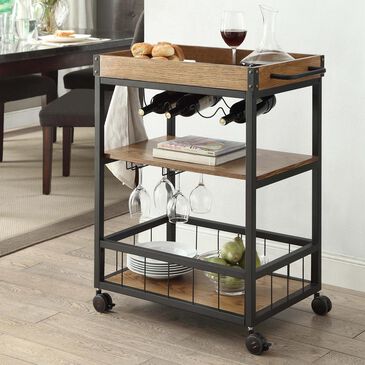 Linden Boulevard Austin Kitchen Cart in Walnut and Black, , large