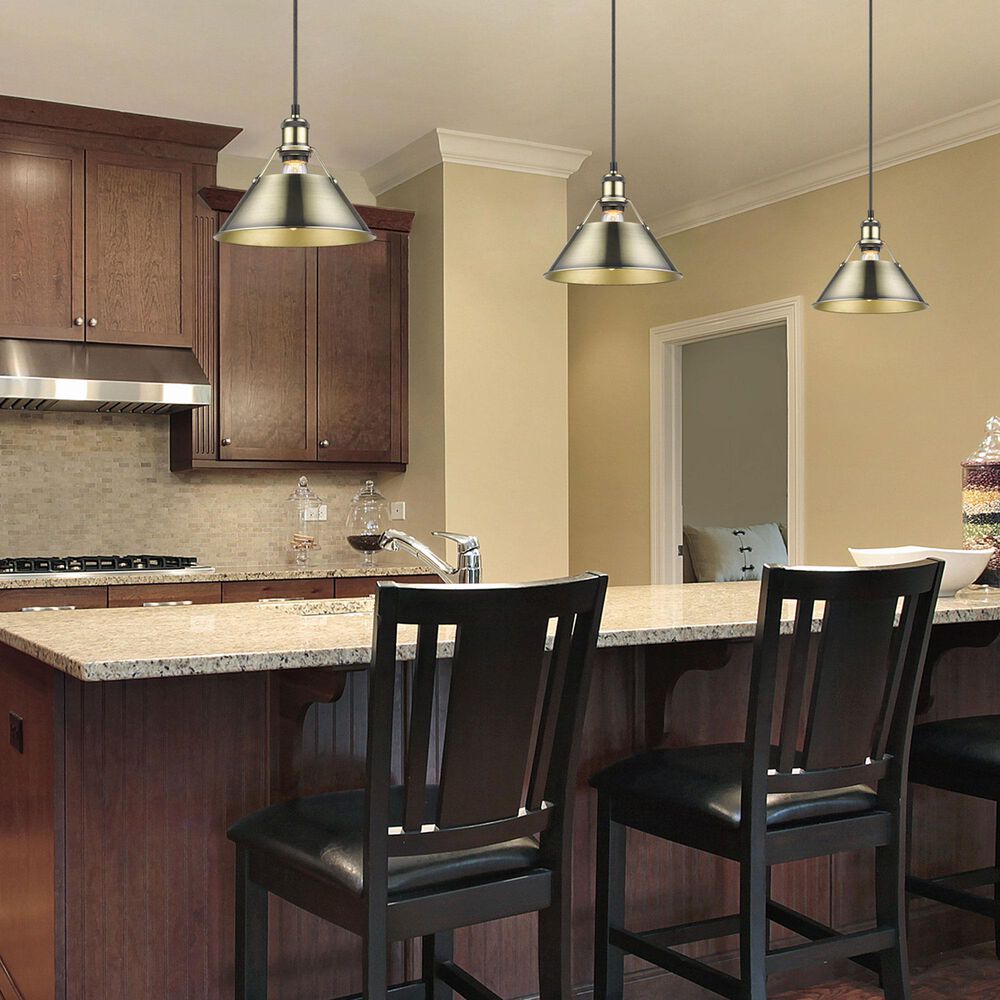 Golden Lighting Orwell 1-Light Wide Large Pendant in Aged Brass, , large