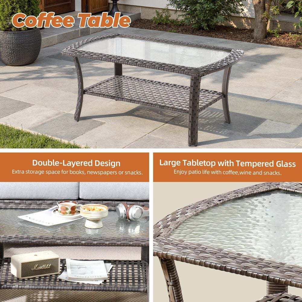HOMLUX 7-Piece Patio Conversation Set in Gray, , large