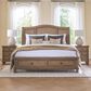 Riva Ridge Oxford King Sleigh Storage Bed with Two Nightstands in Tan with USB Ports, , large