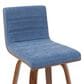 Armen Living Vienna Swivel Bar Height Stool with Vintage Blue Upholstery in Walnut, , large