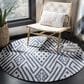 Safavieh Micro-Loop MLP611M 5" Round Blue and Ivory Area Rug, , large