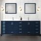Lexora Home Jacques 84" Double Bathroom Vanity in Navy Blue with 2 cm White Quartz Top and Rectangular Sinks, , large