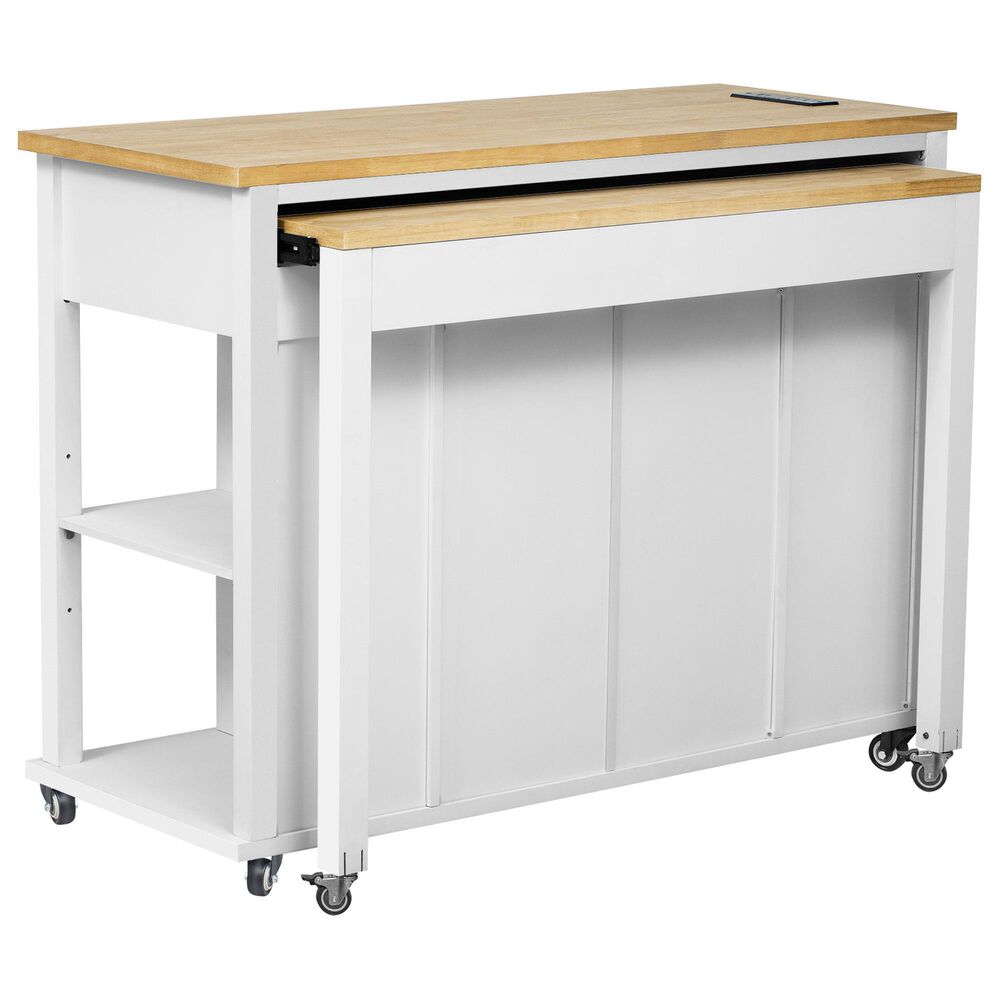 HOMLUX 47" Kitchen Island with Extendable Dining Table in White, , large