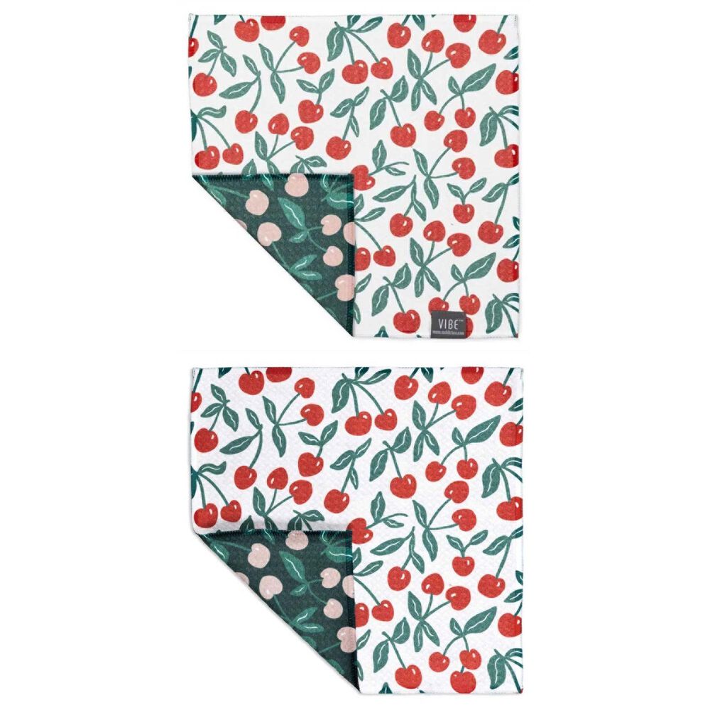 MuKitchen Vibe Dish Cloth in Cherry Pit and White (Set of 2), , large