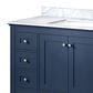 Lexora Home Dukes 48" Single Bathroom Vanity in Dark Grey with 2 cm White Carrara Marble Top, Rectangular Sink and 46" Mirror, , large