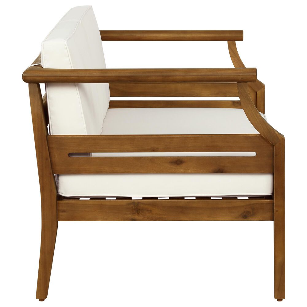 Linon Home Decor Arlen 2-Piece Outdoor Conversation Set with Beige Cushion in Brown, , large