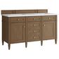James Martin Brittany 60" Double Bathroom Vanity in Pecan with 3 cm White Zeus Silestone Top and Rectangular Sinks, , large
