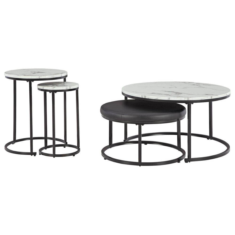 Ashley Jusmour 4-Piece Occasional Nesting Table Set in Black and White, , large