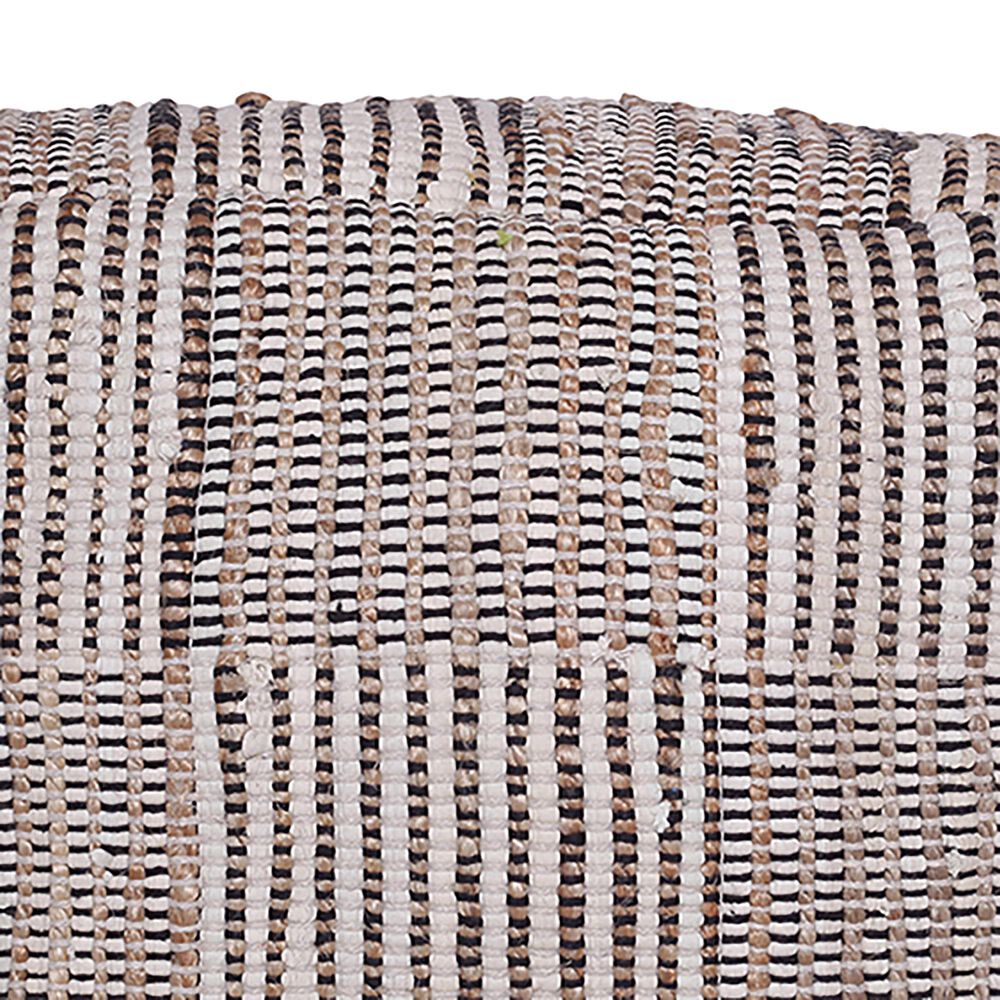 LR Home 18" Square Checkered Pouf in Cream and Black, , large