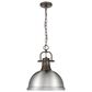 Golden Lighting Duncan 1-Light Pendant with Chain and Pewter Shade in Rubbed Bronze, , large