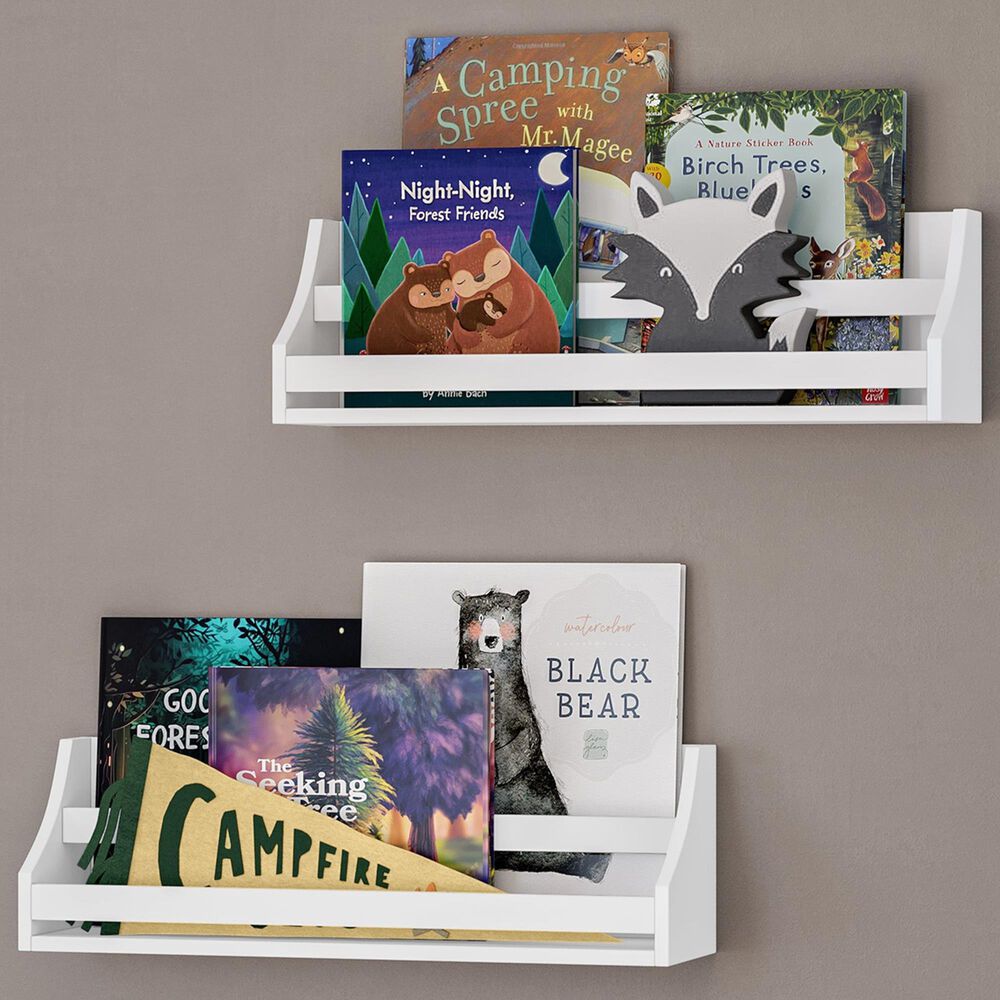 RiverRidge Home Book Nook Wall Bookshelf in White &#40;Set of 2&#41;, , large