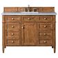 James Martin Vanities Brittany 48" Single Bathroom Vanity in Saddle Brown with 3 cm Eternal Jasmine Pearl Quartz Top and Rectangular Sink, , large