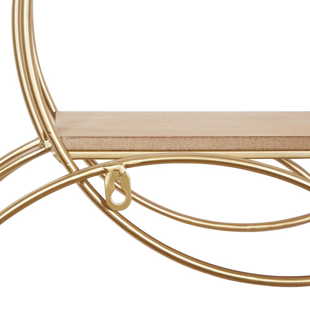 Maple and Jade 37&quot; x 26&quot; Wall Shelf in Gold and Natural Brown, , large