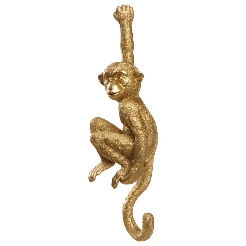 Sagebrook Home 12" Hanging Monkey Wall Hook in Gold, , large