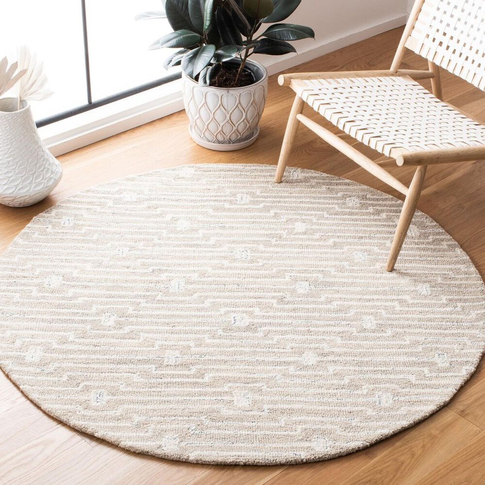 Safavieh Micro-Loop MLP178F 5&#39; Round Light Grey and Ivory Area Rug, , large