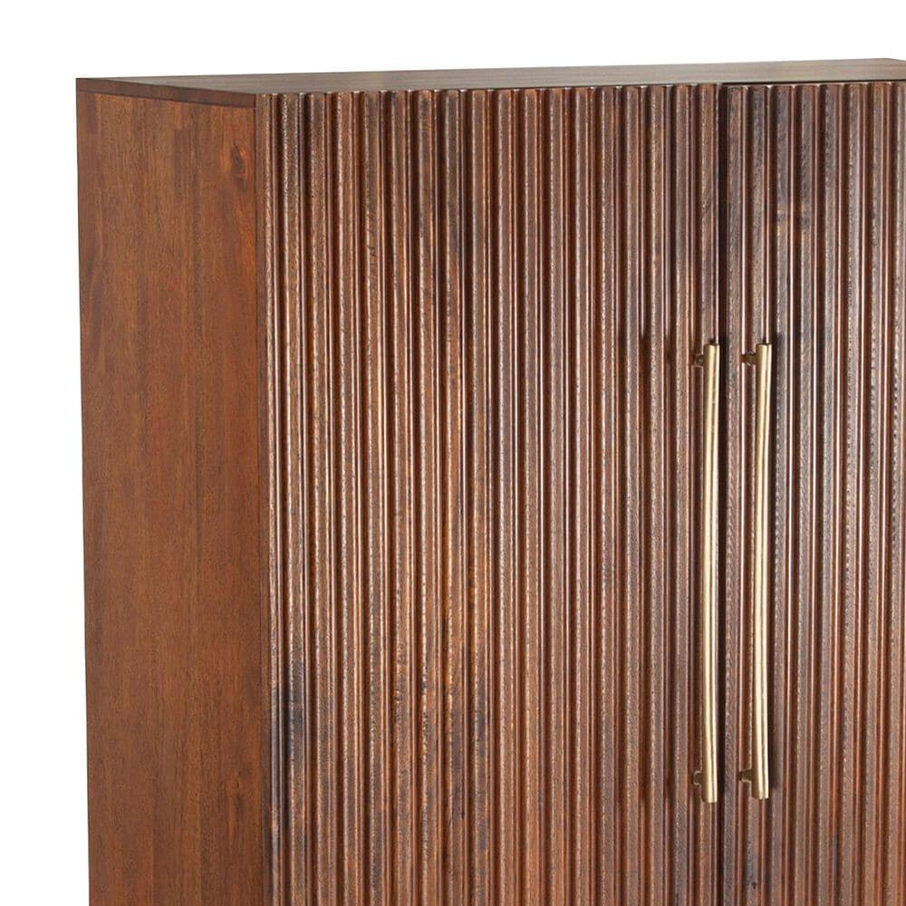 Home Trends &amp; Design Cosmopolitan Bar Cabinet in Honey Brown and Antique Gold, , large