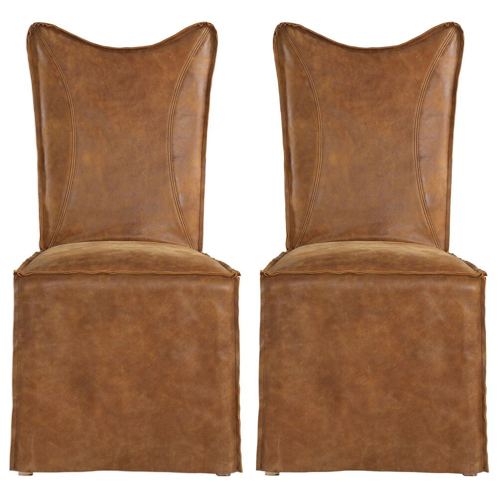 Uttermost Delroy Armless Chair Set of Two in Brown, , large