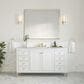 James Martin Vanities Chicago 60" Single Bathroom Vanity in Glossy White with 3 cm Carrara White Marble Top and Rectangular Sink, , large