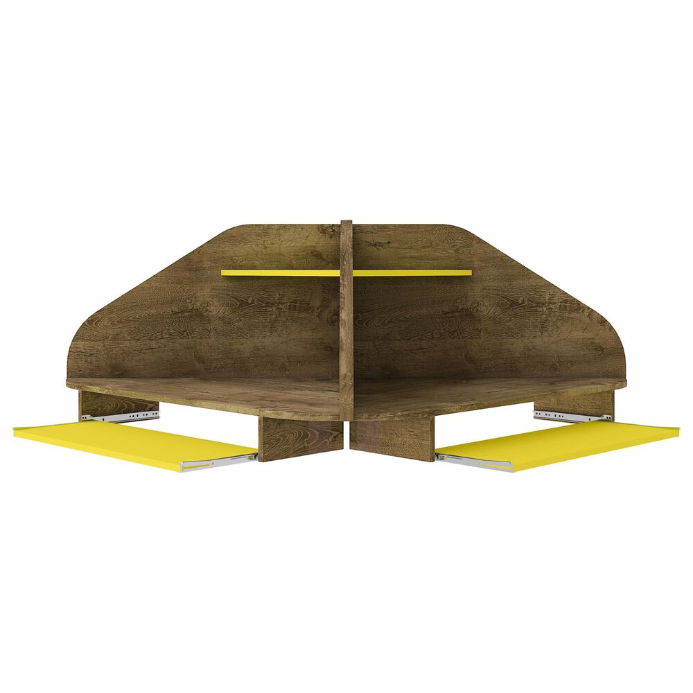 Dayton Bradley 4-Piece Sectional Cubicle Desk in Rustic Brown/Yellow, , large