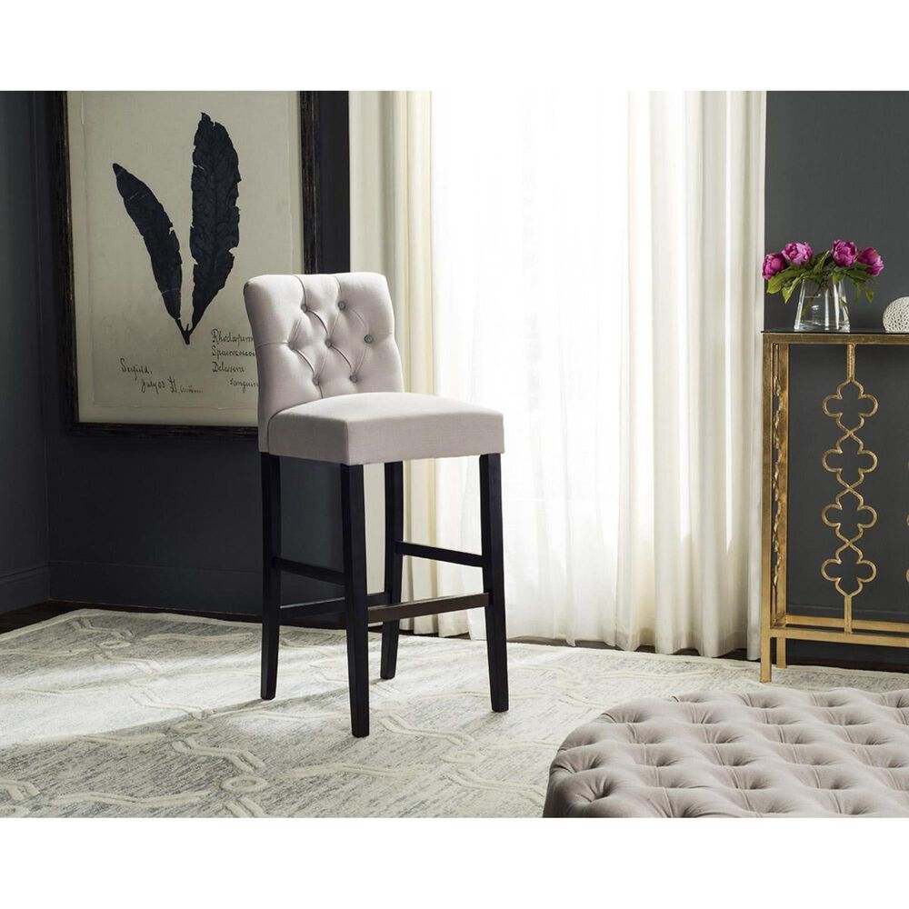 Safavieh Tiffany Bar Stool with Taupe and Grey Cushion in Espresso, , large